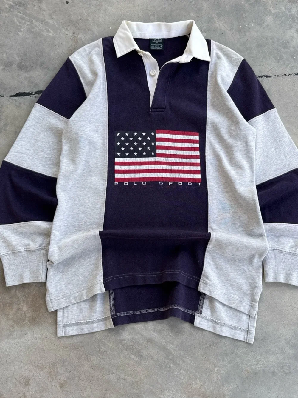 Vintage Polo Sport Ralph Lauren American Flag Colorblock Rugby Shirt
